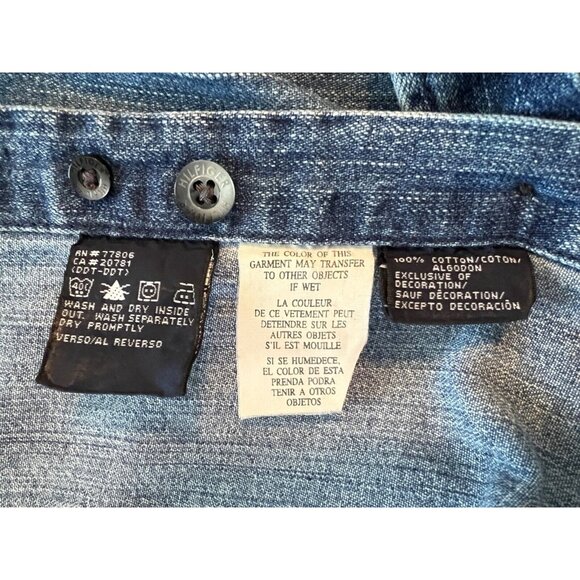 VTG Tommy Hilfiger Blue Button Up Denim Shirt Jacket Mens Size M Slim 44" Chest - Picture 9 of 9